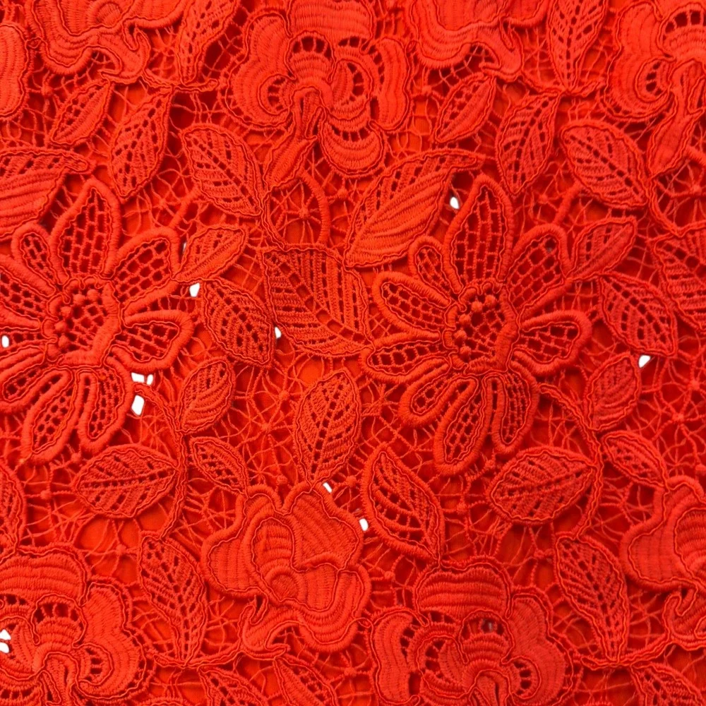 Free‎ People Fiesta Red Lace Dusk Dress Womens Size 2 Floral Lace Off Shoulder